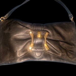 B. Makowsky Black and Gold Clutch with Ornate Clasp